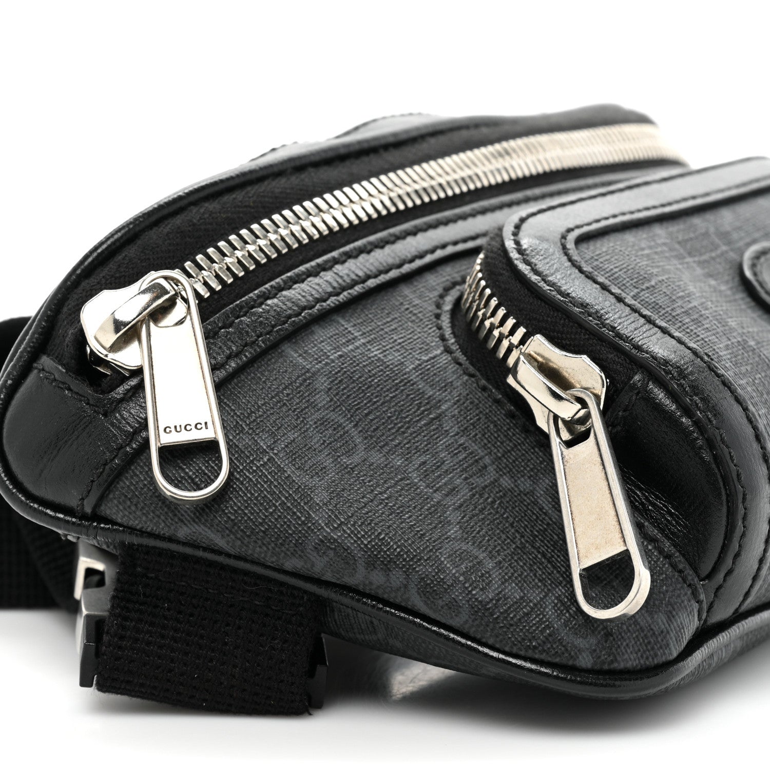 Gucci GG Supreme Monogram Textured Calfskin Retro Interlocking G Belt Bag Black 9 of 11