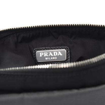 Prada Tessuto Nylon Saffiano Wristlet Pouch Black Grey Yellow 6 of 9