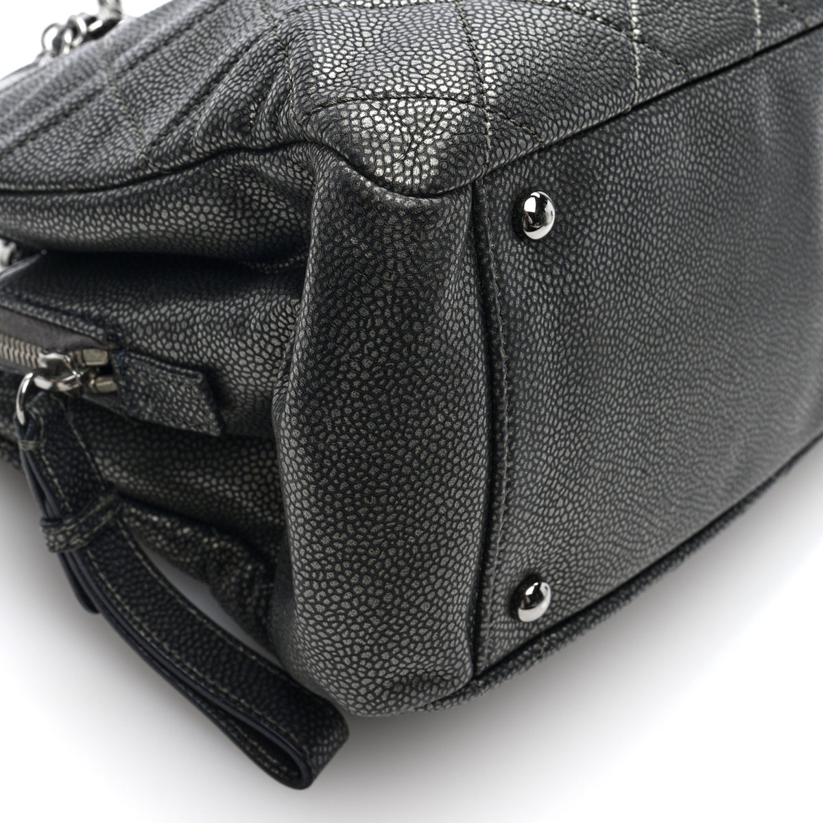 Chanel Metallic Caviar Quilted Timeless CC Shopping Tote Dark Grey 8 of 9