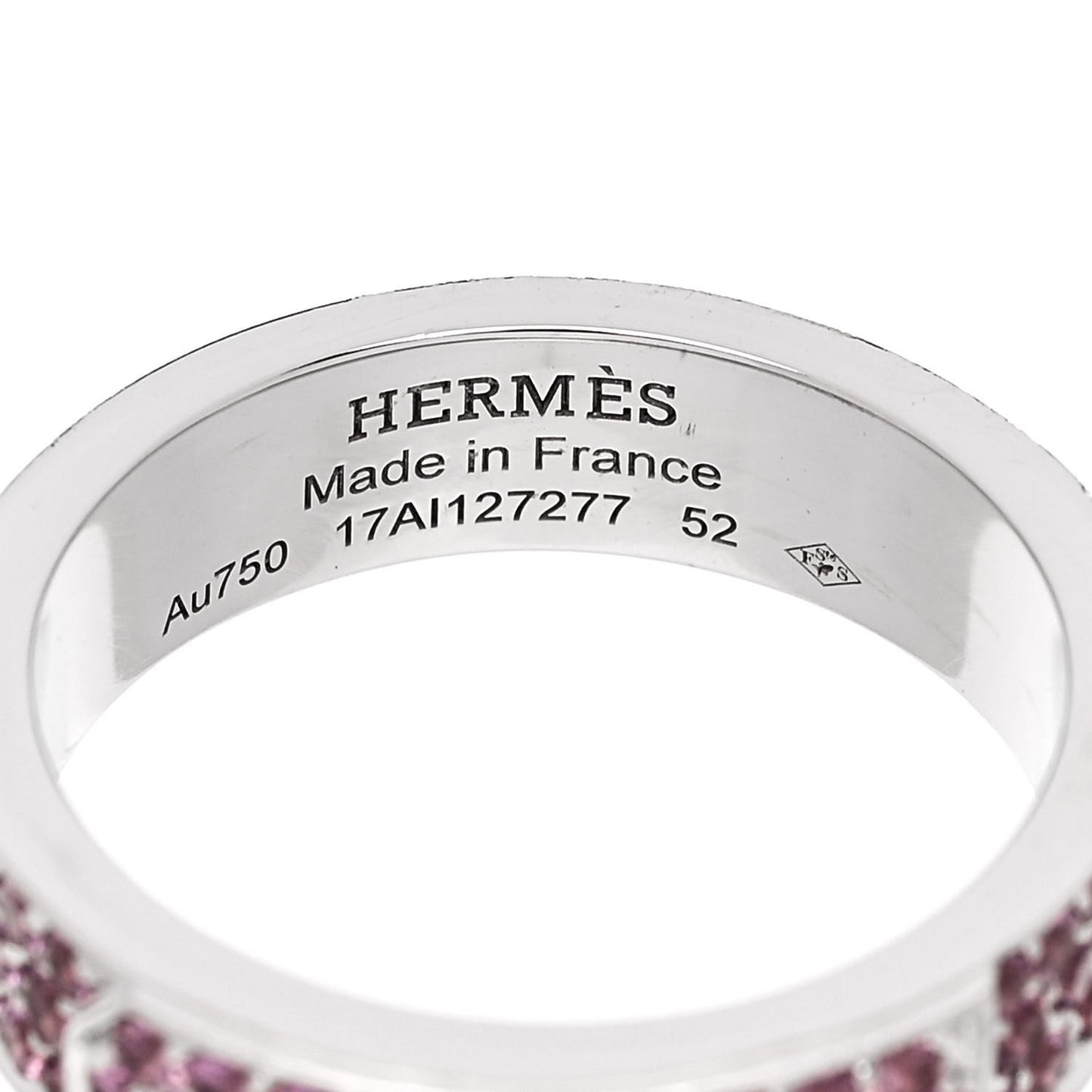 18K White Gold Pink Sapphire Pave Kelly Ring 52 6