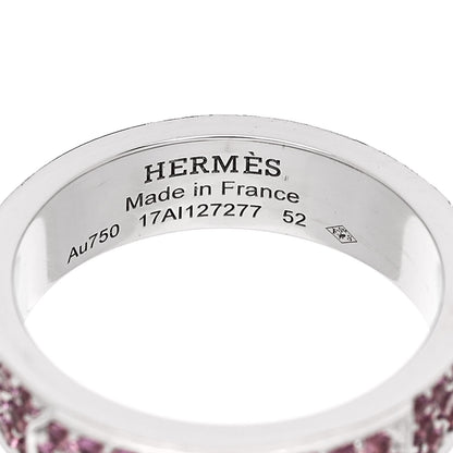 Hermes 18K White Gold Pink Sapphire Pave Kelly Ring 52 6 4 of 5