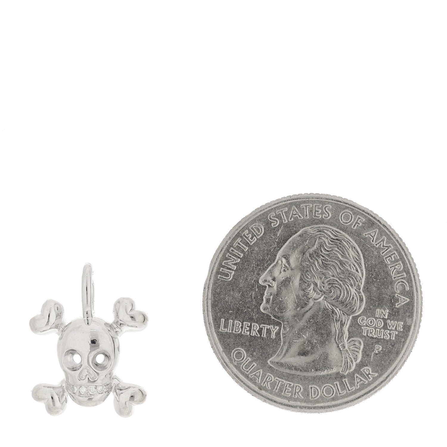 Christian Dior 18K White Gold Diamond Tete de Mort Pendant 2 of 5