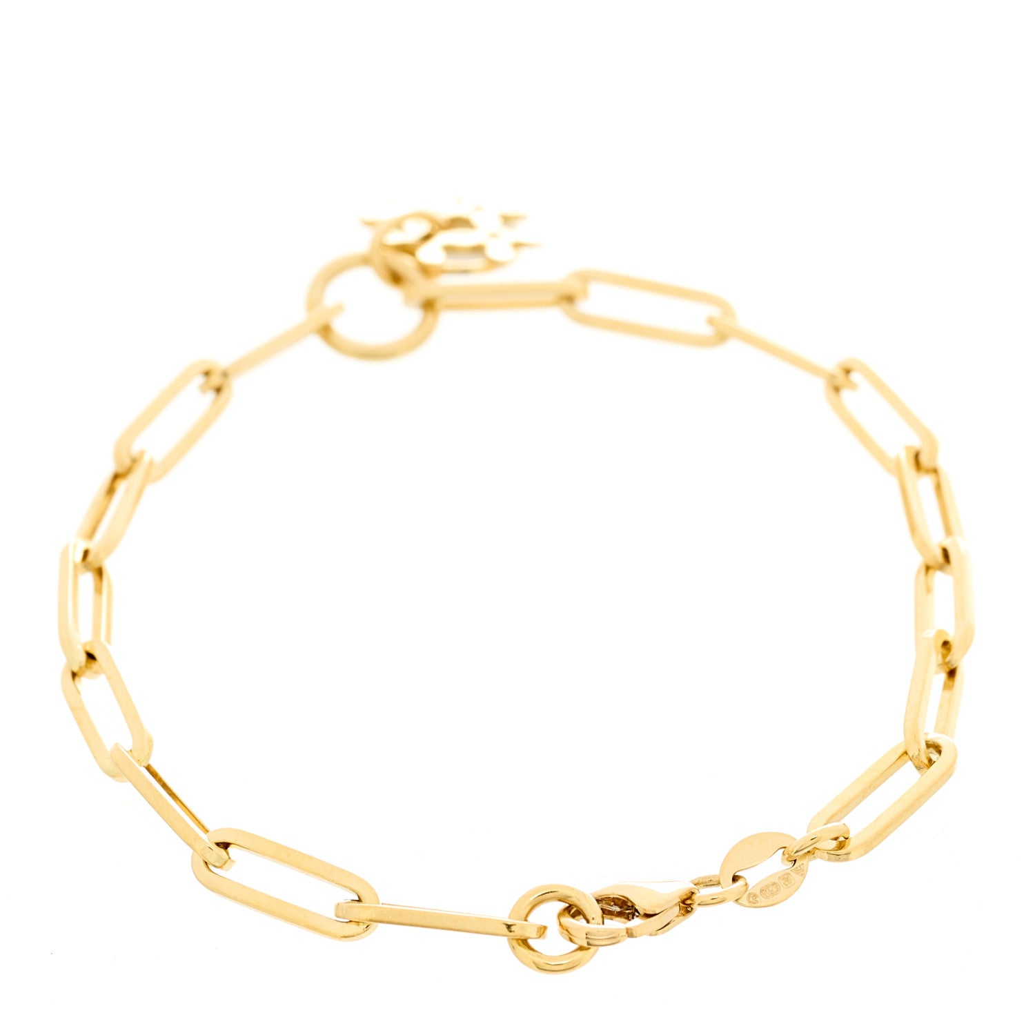 Foundrae 18K Yellow Gold Enamel True Love Classic Fob Chain Bracelet White 2 of 4