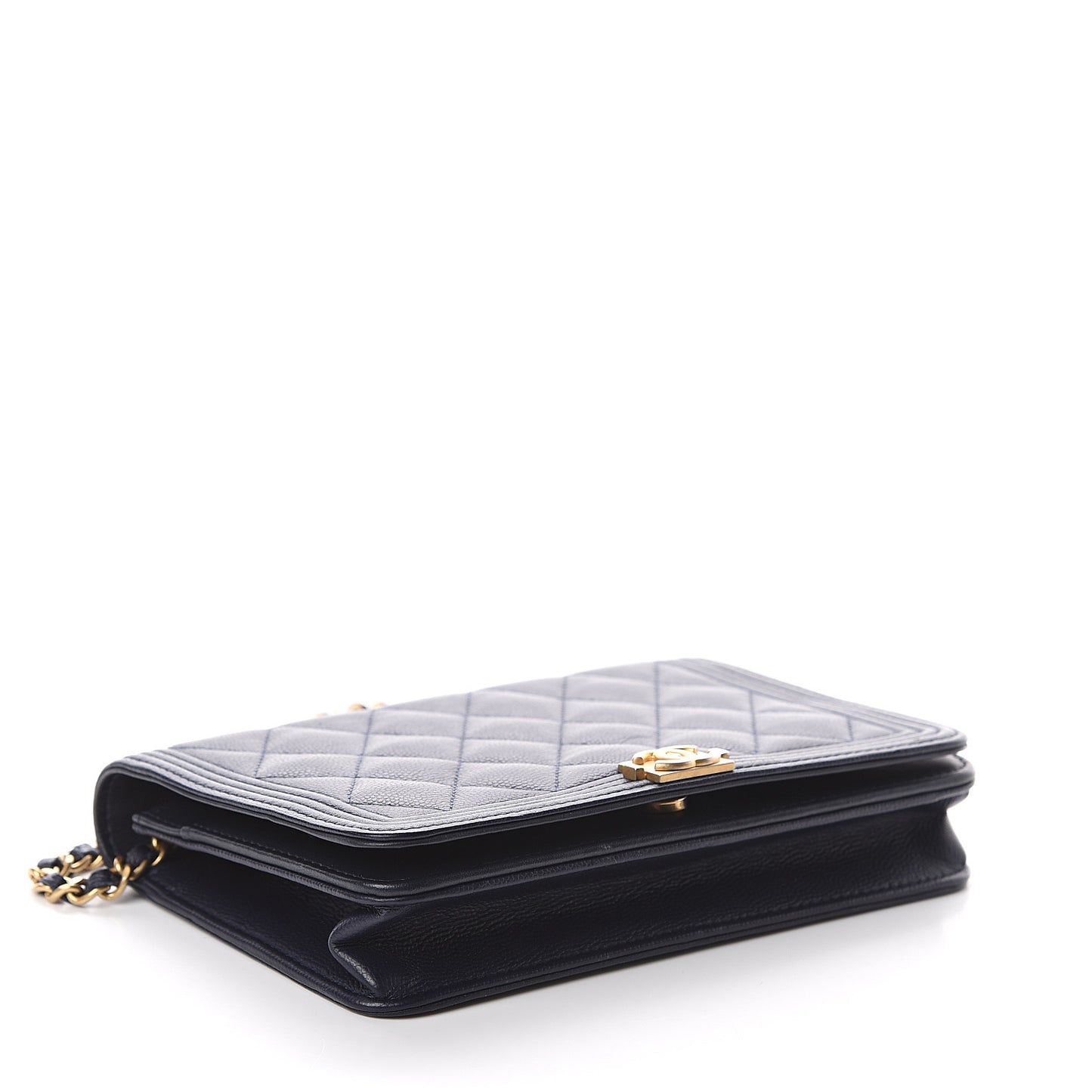 Caviar Quilted Boy Wallet On Chain WOC Navy