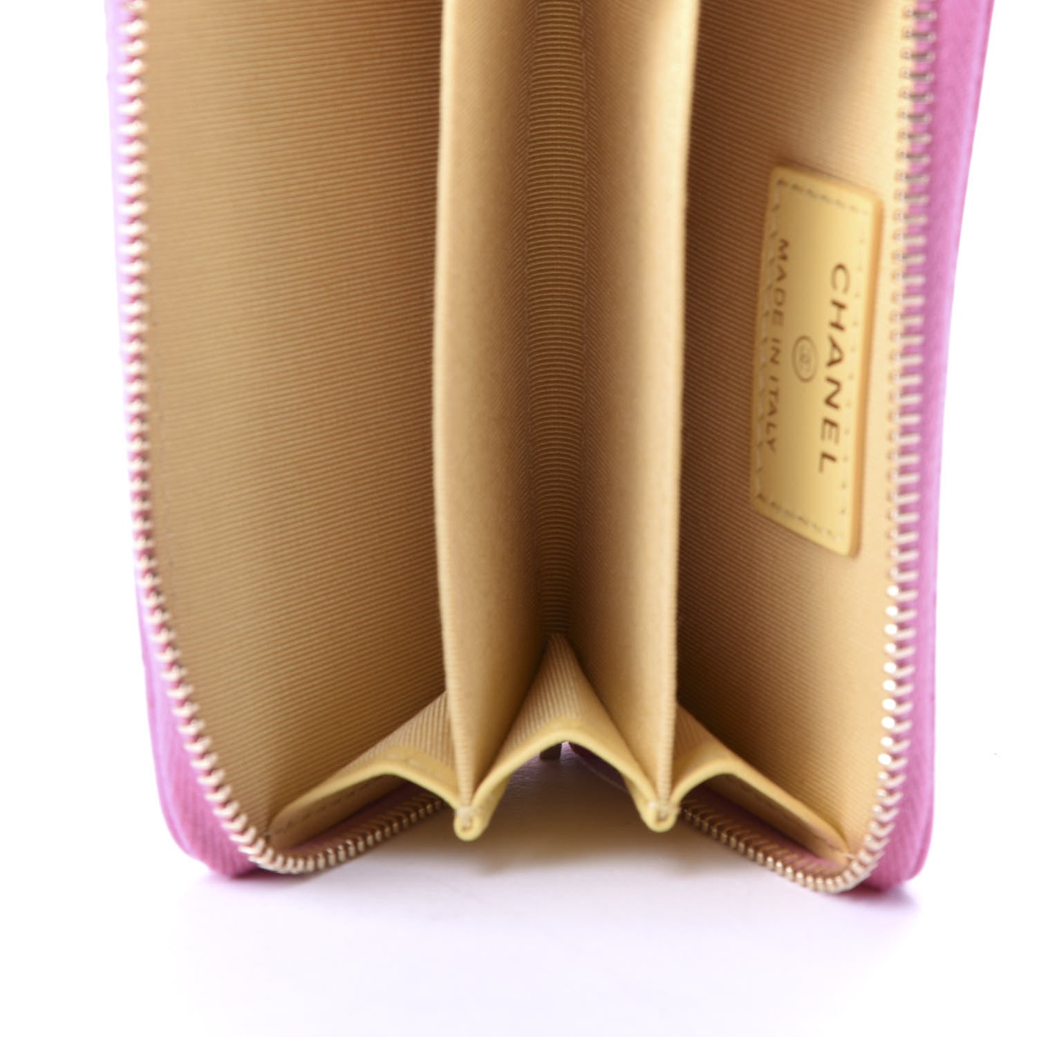 Chanel Lambskin Quilted Zip Around Coin Purse Wallet Pink Yellow 5 of 8