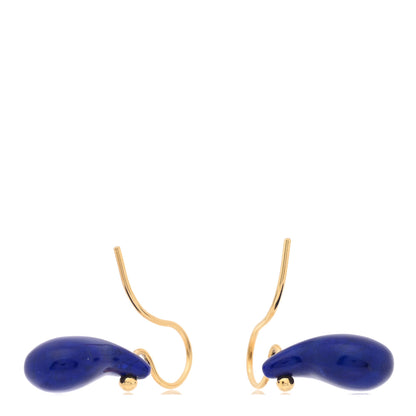Tiffany 18K Yellow Gold Lapis Lazuli Elsa Peretti Teardrop Earrings 3 of 4