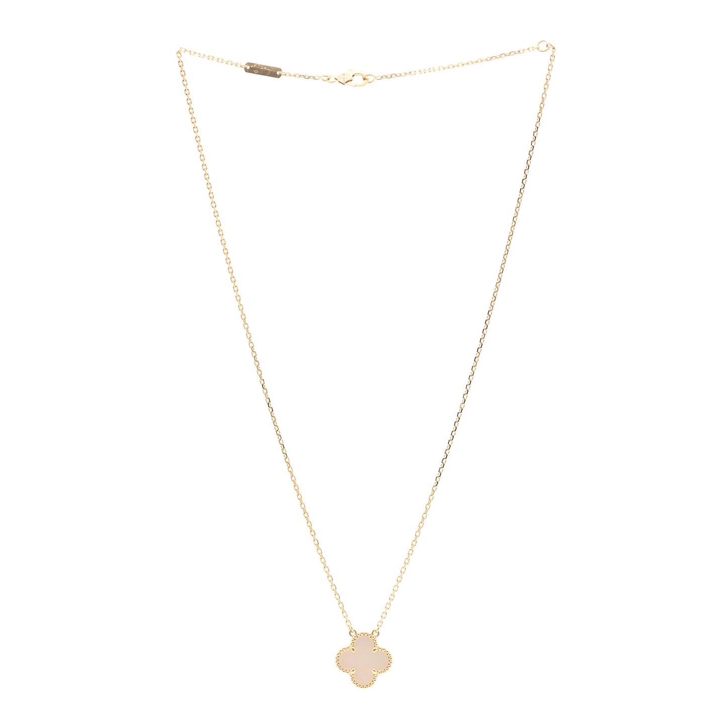 18K Yellow Gold Mother of Pearl Vintage Alhambra Pendant Necklace