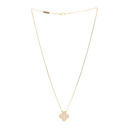 Van Cleef & Arpels 18K Yellow Gold Mother of Pearl Vintage Alhambra Pendant Necklace 3 of 6