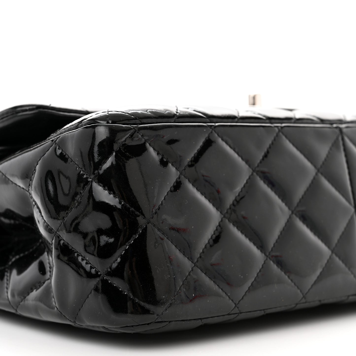Patent Quilted Jumbo Double Flap Black