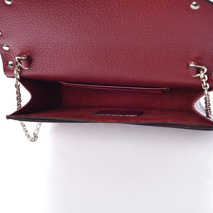 Valentino Garavani Pebbled Calfskin Rockstud Envelope Wallet on Chain Rubino 5 of 8