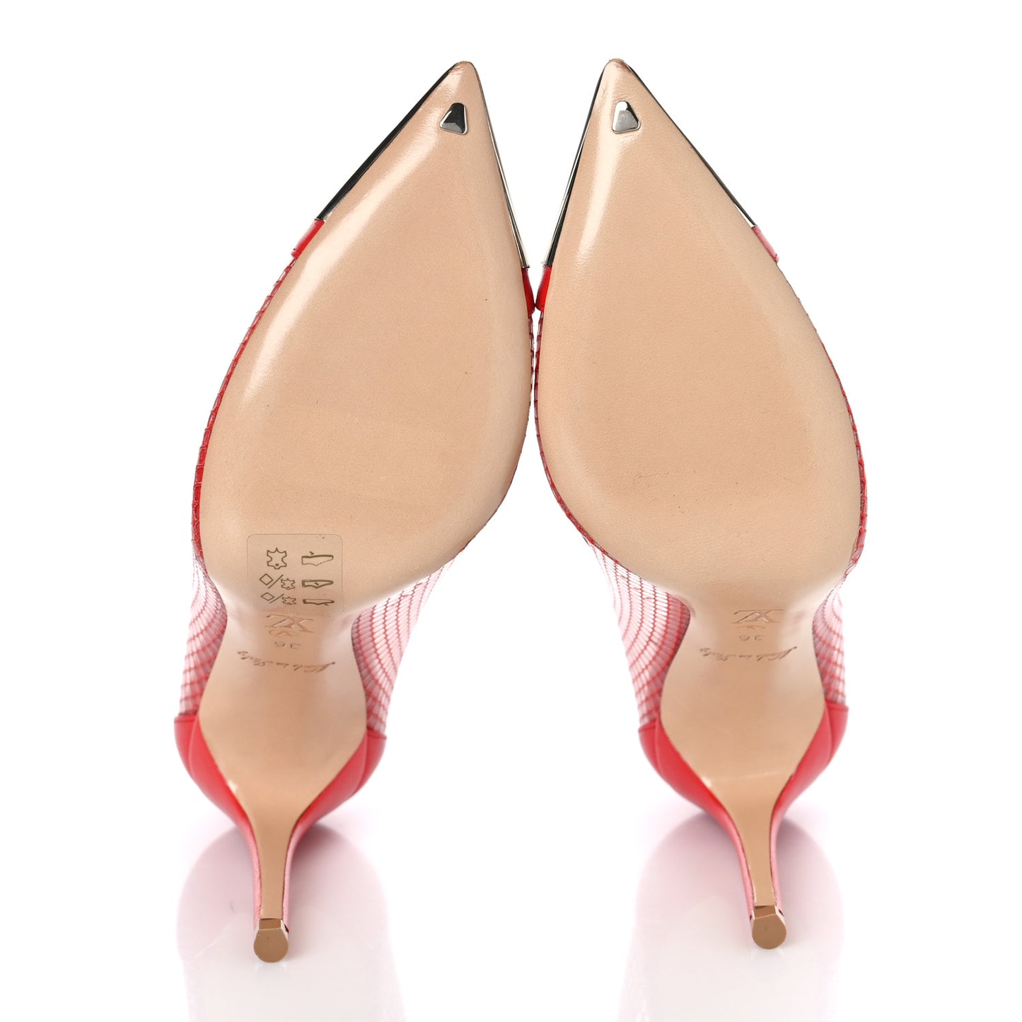 Calfskin Mesh PVC Urban Twist Pumps 36 Red