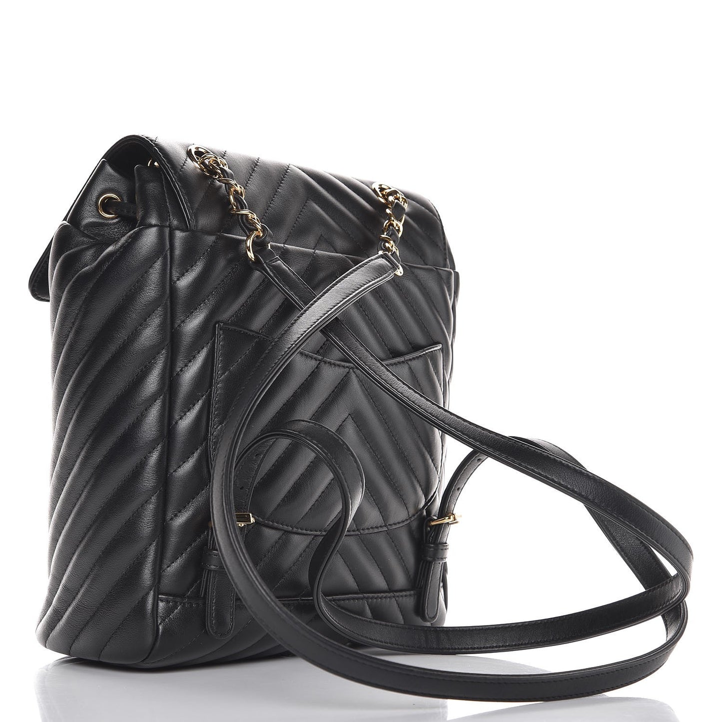 Calfskin Chevron Quilted Small Urban Spirit Backpack Black
