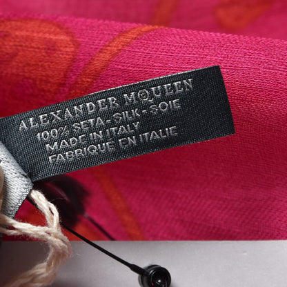 Alexander McQueen Silk Chiffon Skull Scarf Fuxia Red 7 of 7