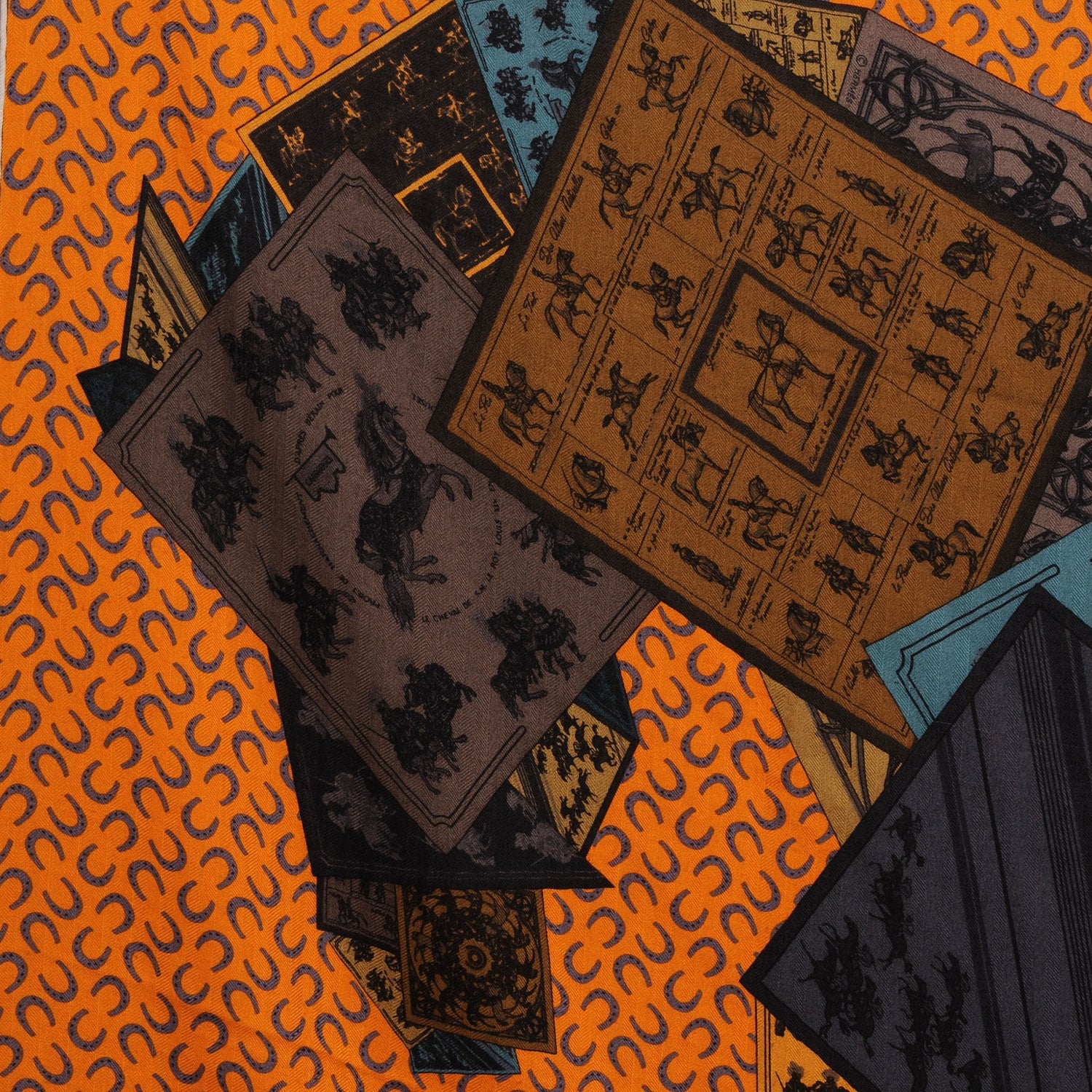 Hermes Cashmere Silk A Cheval Sur Mon Carre Shawl GM 140 1 of 9