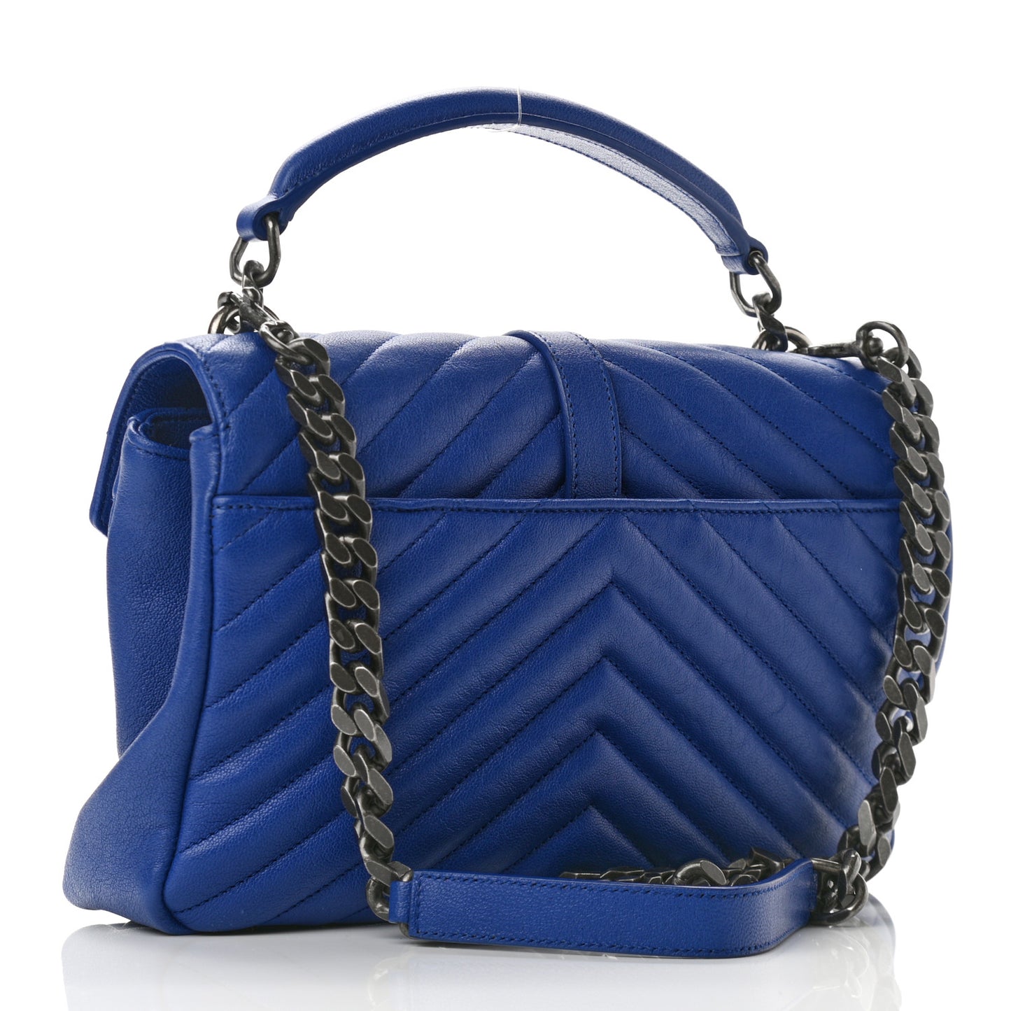 Sheepskin Matelasse Chevron Monogram Medium College Bag Royal Blue
