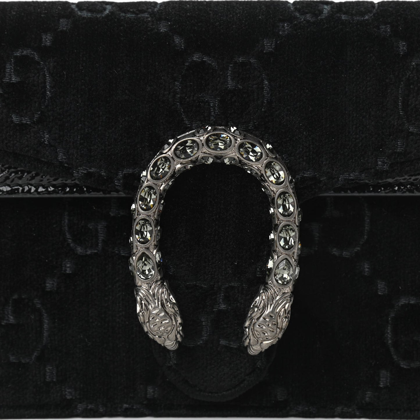 Velvet GG Monogram Super Mini Dionysus Shoulder Bag Black