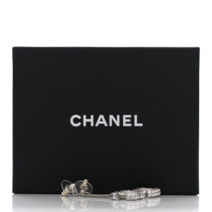 Chanel Baguette Crystal CC Drop Earrings Silver 5 of 5