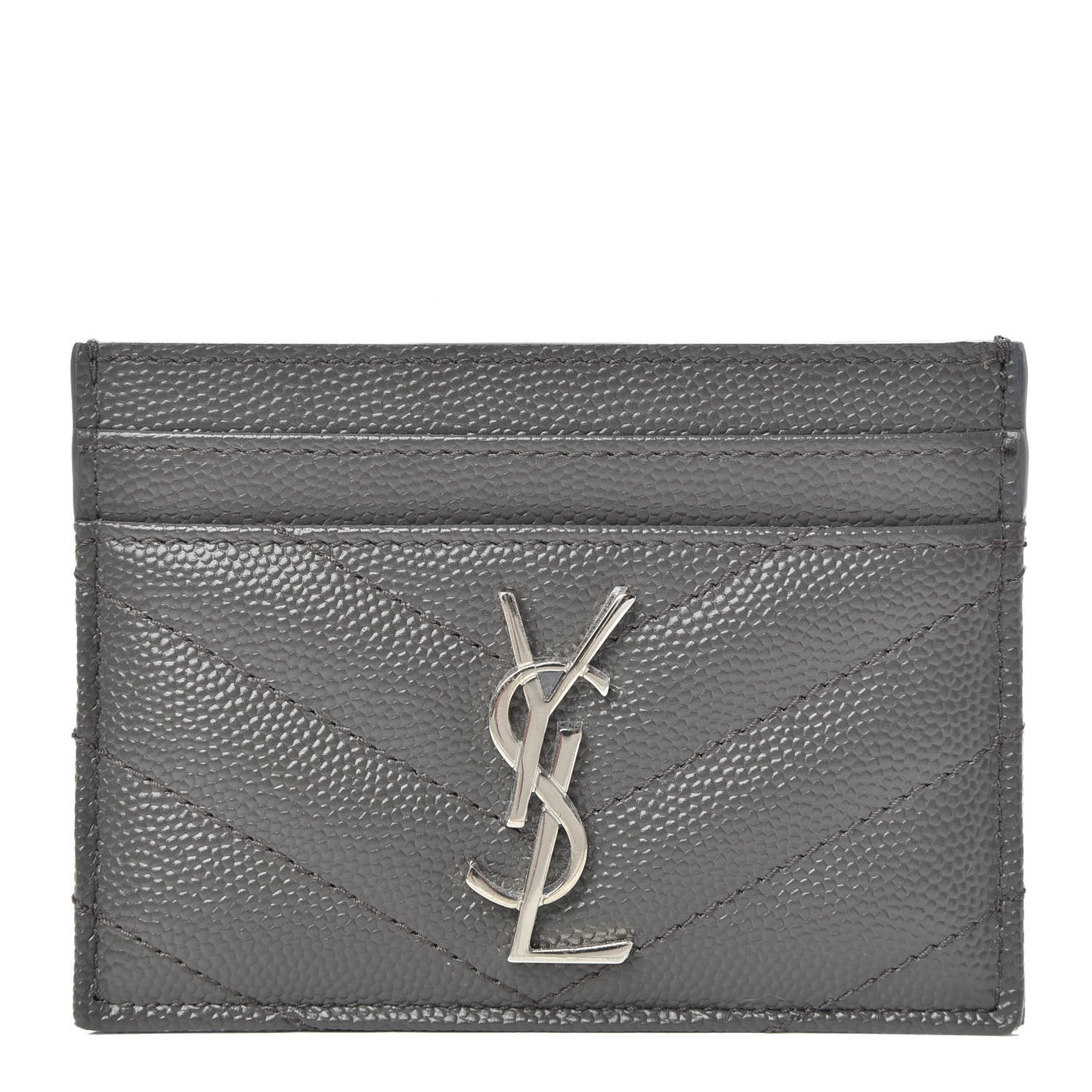 Grain De Poudre Matelasse Chevron Monogram Credit Card Case Coal