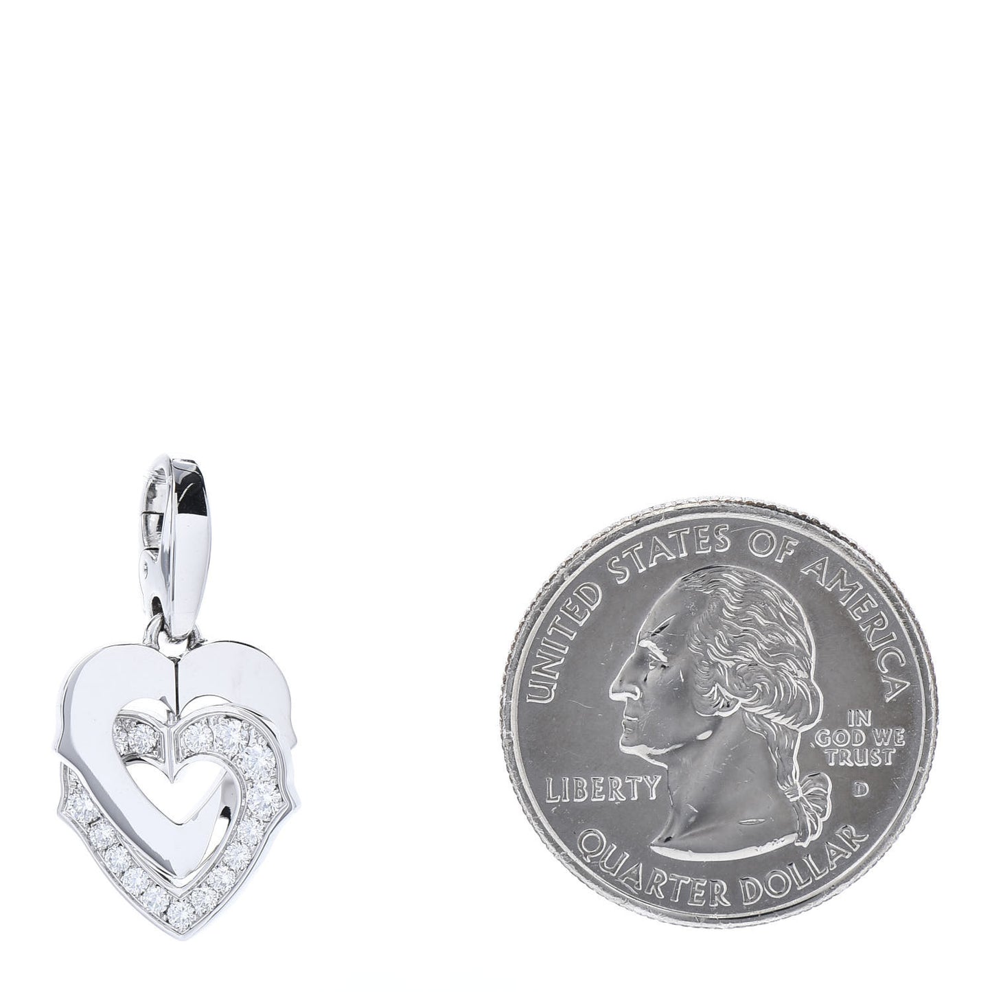 18K White Gold Diamond Double Heart Charm