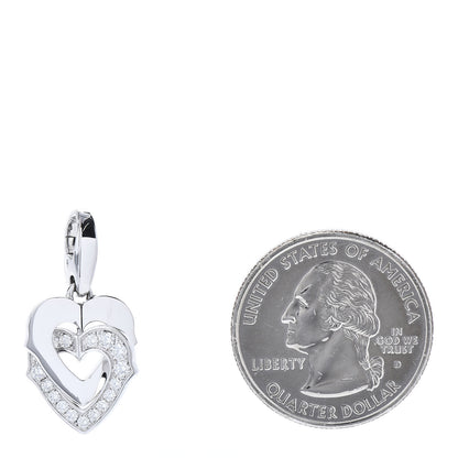 Cartier 18K White Gold Diamond Double Heart Charm 2 of 4