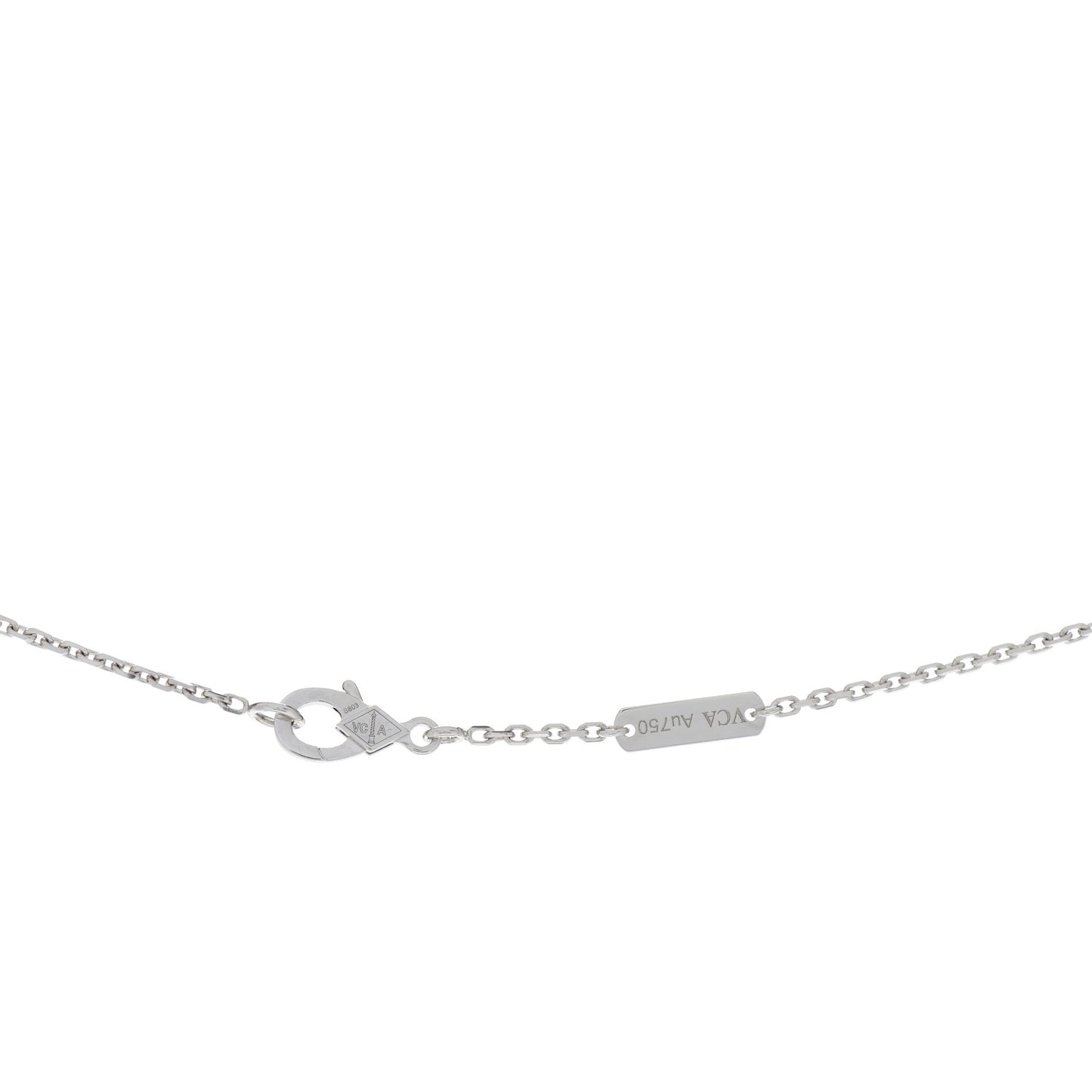 18K White Gold Mother of Pearl Vintage Alhambra Pendant Necklace