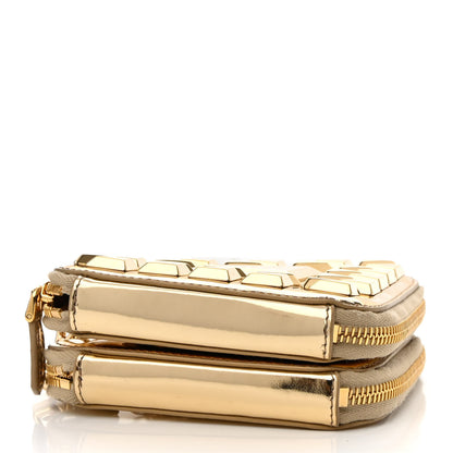 Prada Metallic Vitello Studded Mini Triangle Crossbody Pouch Platino 4 of 10