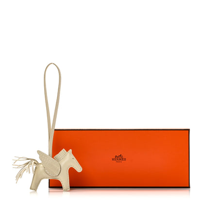 Hermes Milo Lambskin Matte Alligator Touch Grigri Rodeo Pegase Horse Bag Charm PM Craie Nata Beton 5 of 5