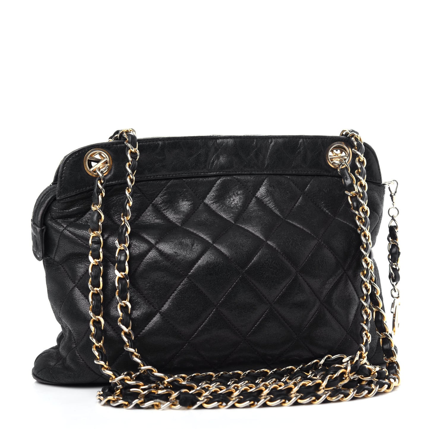 Lambskin Quilted Shoulder Bag Black