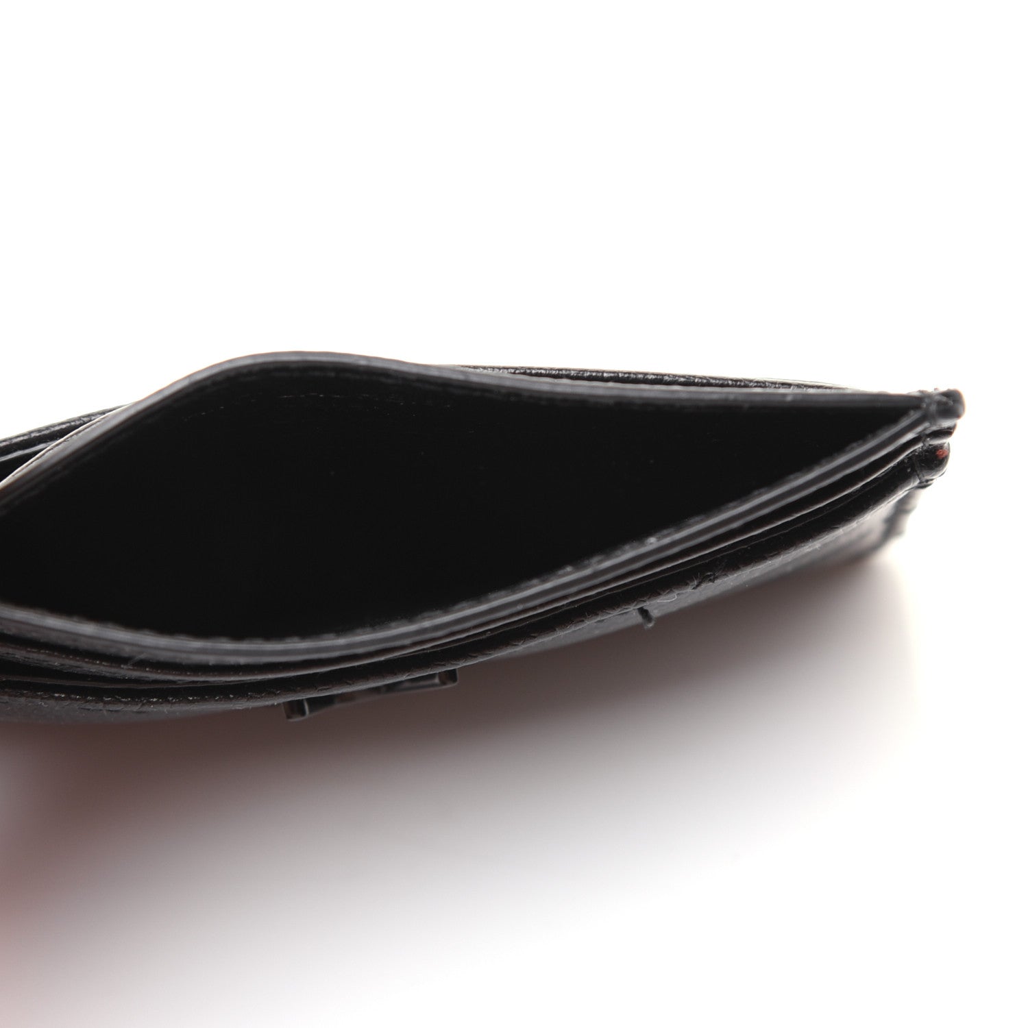 Saint Laurent Grain De Poudre Matelasse Chevron Monogram Credit Card Case Black 5 of 11