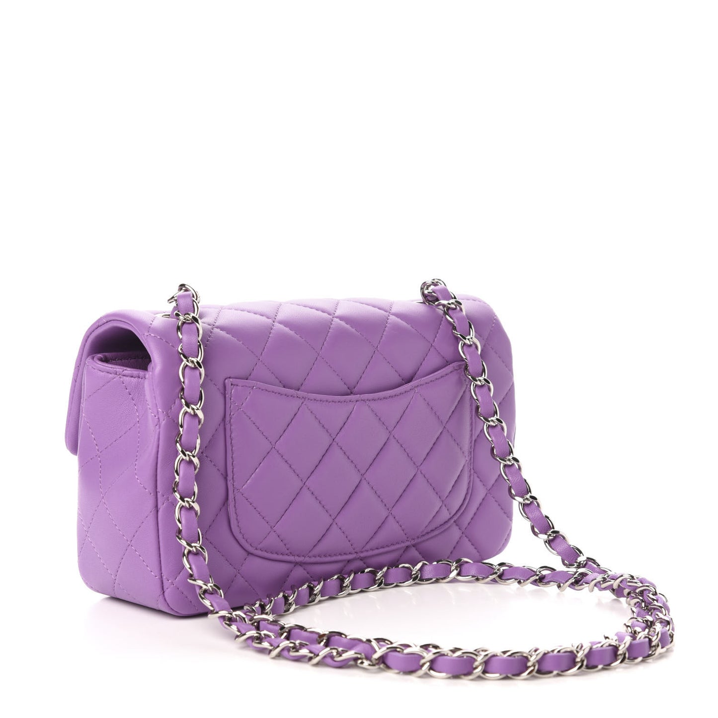 Lambskin Quilted Mini Rectangular Flap Purple