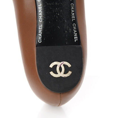 Chanel Lambskin Cap Toe Ballerina Flats 40.5 Camel Black 7 of 9