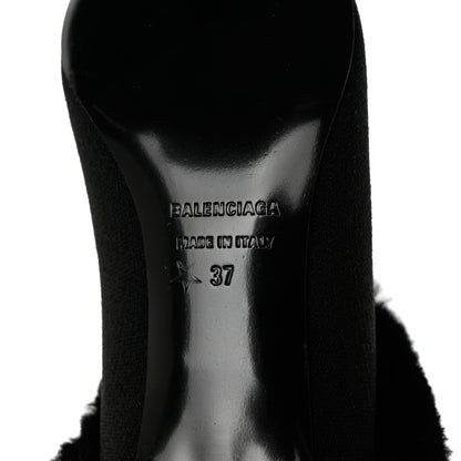 Balenciaga Sustainable Knit Faux Fur Knife Pointed Toe 40mm Mules 37 Black 6 of 10