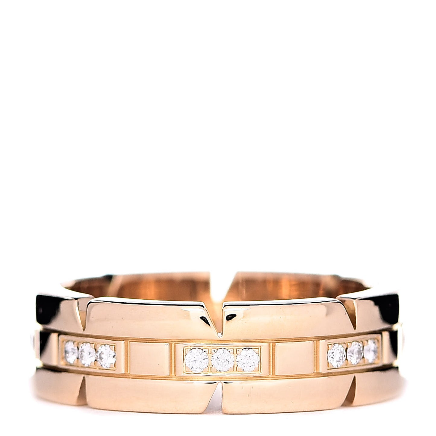 18K Yellow Gold Diamond Tank Francaise Band Ring 54 6.75