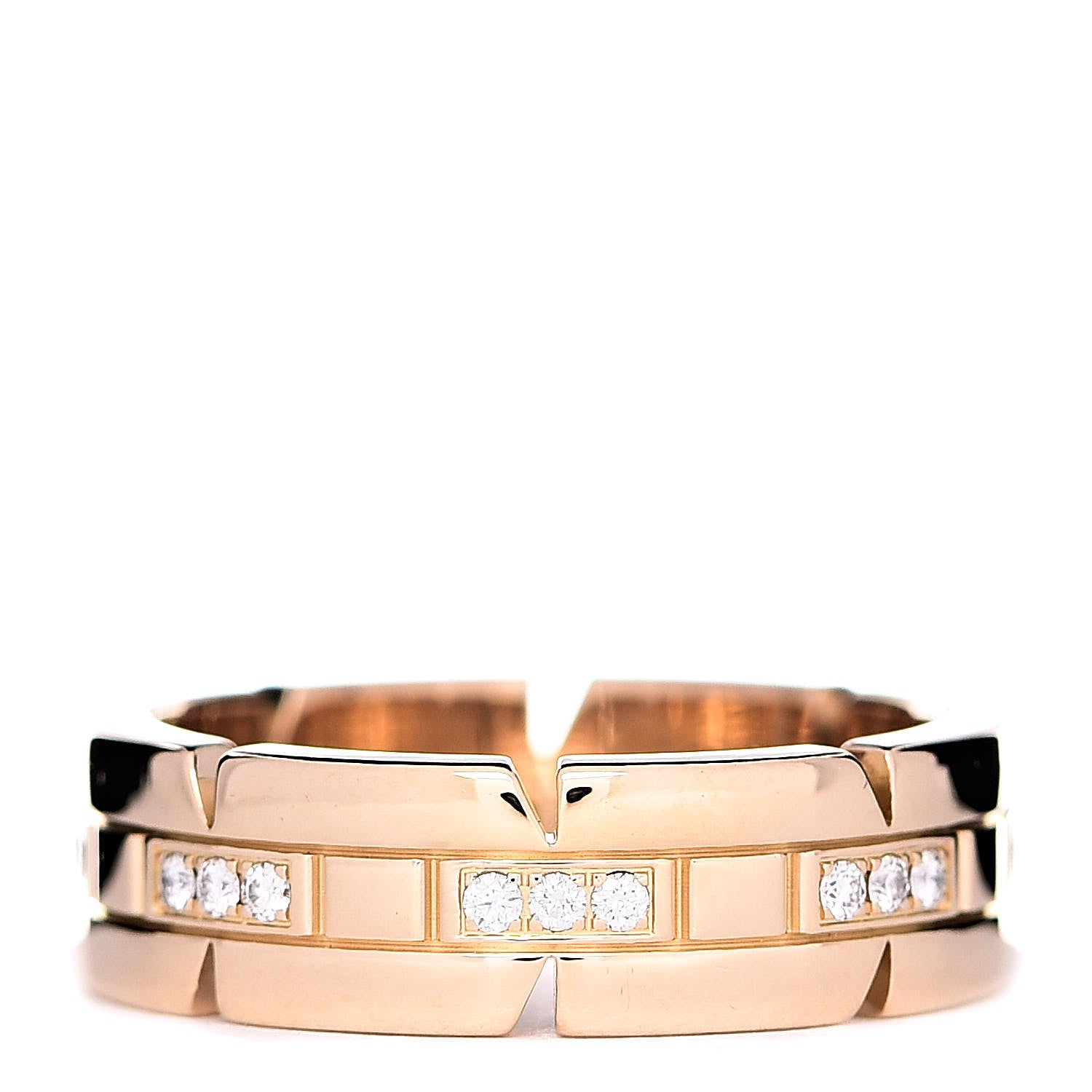 Cartier 18K Yellow Gold Diamond Tank Francaise Band Ring 54 6.75 1 of 6
