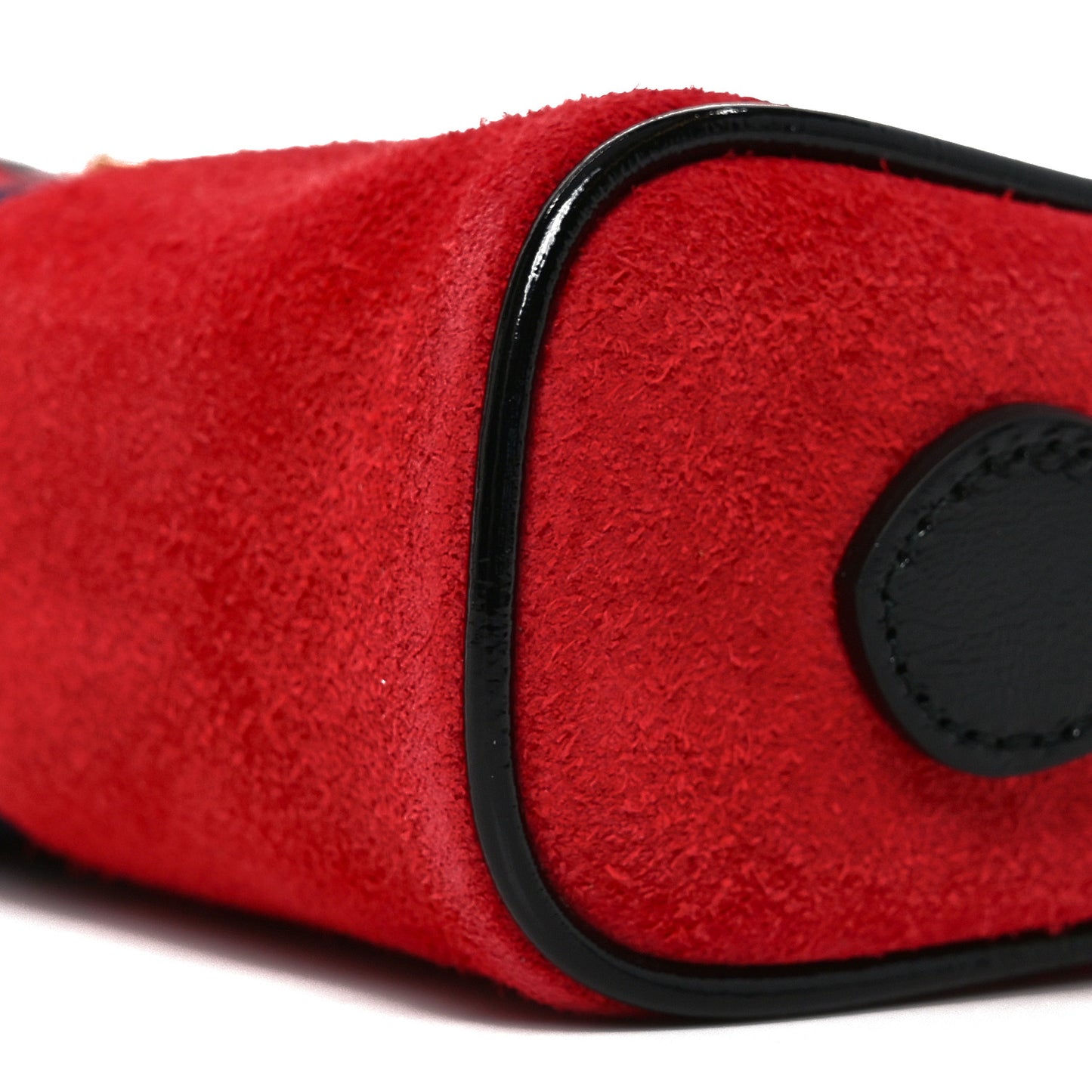 Suede Patent Web Mini Ophidia Shoulder Bag Hibiscus Red Black