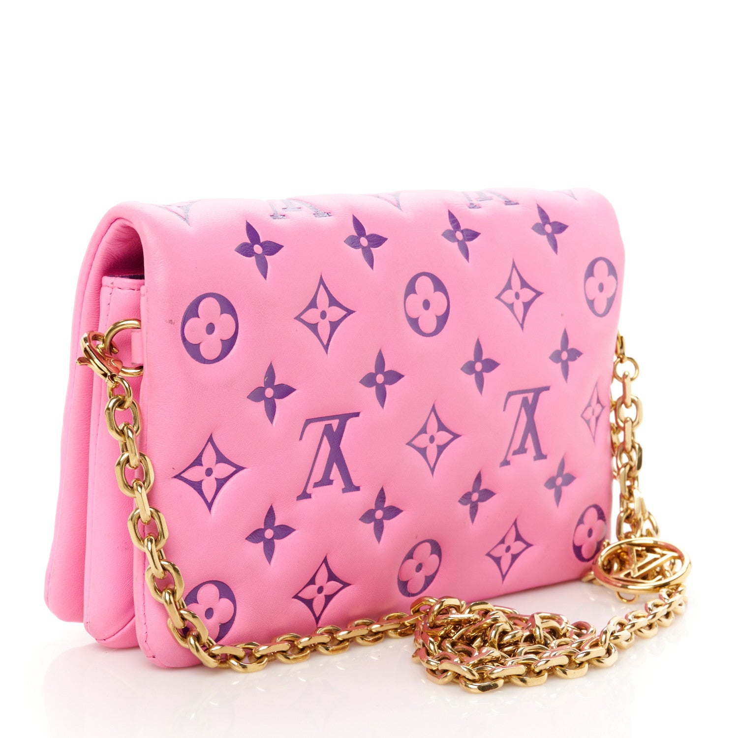 Louis Vuitton Lambskin Embossed Monogram Vuittamins Pochette Coussin Rose Violet 3 of 10