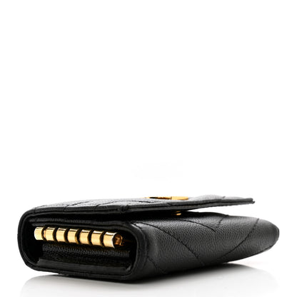 Saint Laurent Grain de Poudre Matelasse Cassandre Monogram Slim Key Case Black 4 of 12