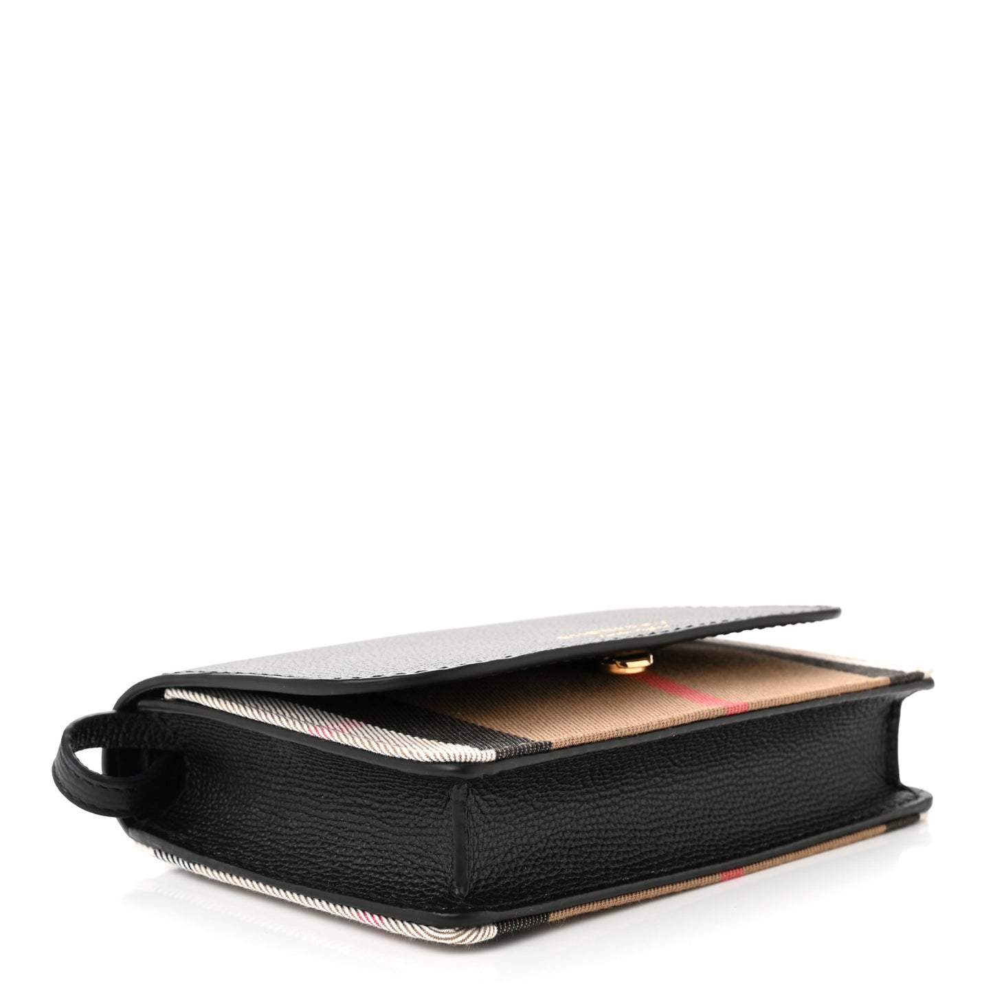 Derby Calfskin House Check Wallet On Chain Black