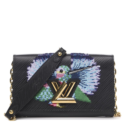 Louis Vuitton Epi Sequin Bird Twist Chain Wallet PM Black 1 of 9