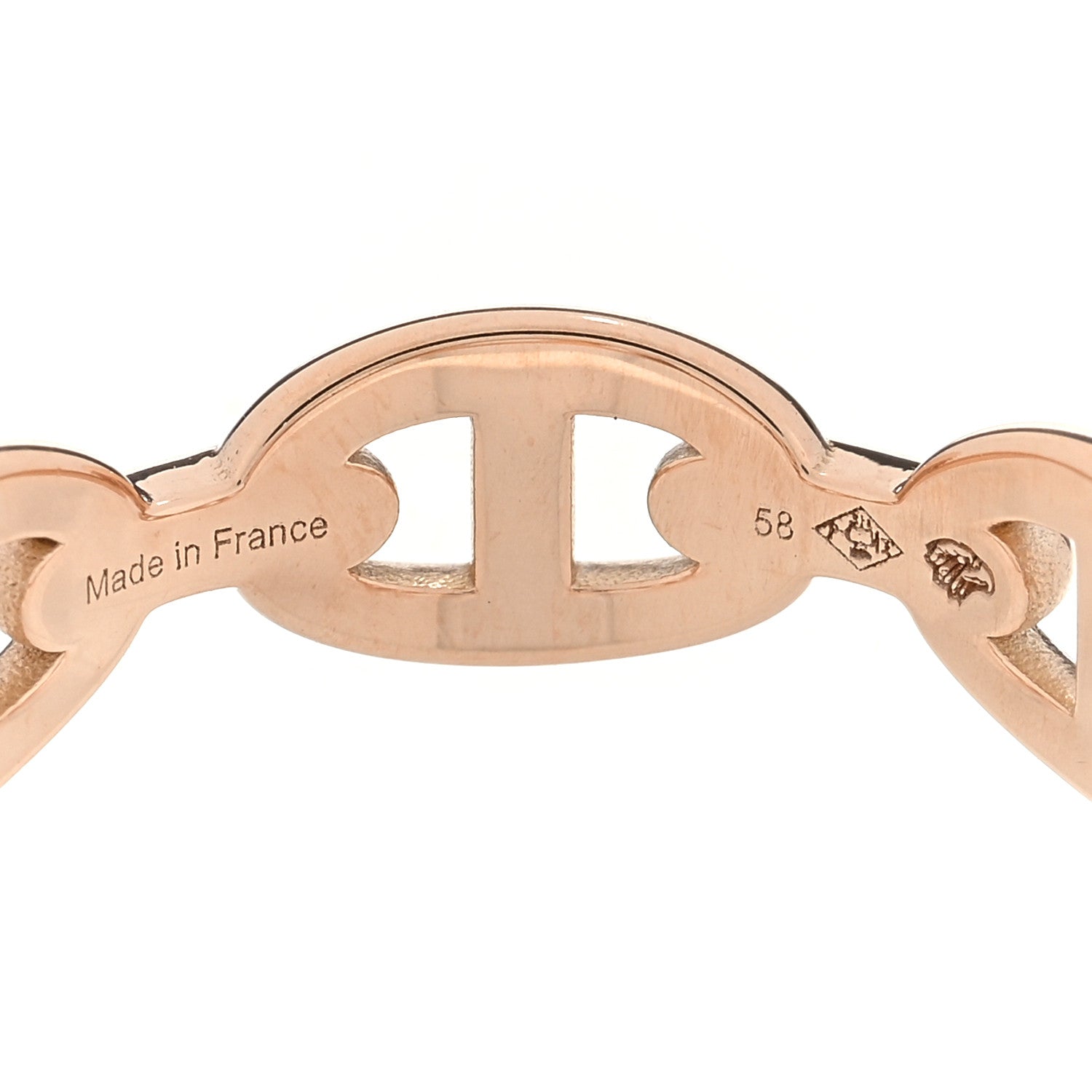 Hermes 18K Rose Gold PM Chaine d'Ancre Enchainee Ring 58 8.25 5 of 5