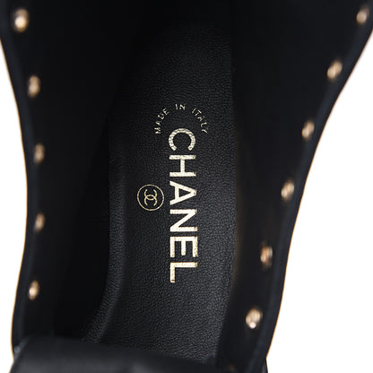 Chanel Tweed Lace Up Short Boots 37.5 Black Ecru Green Red 7 of 8