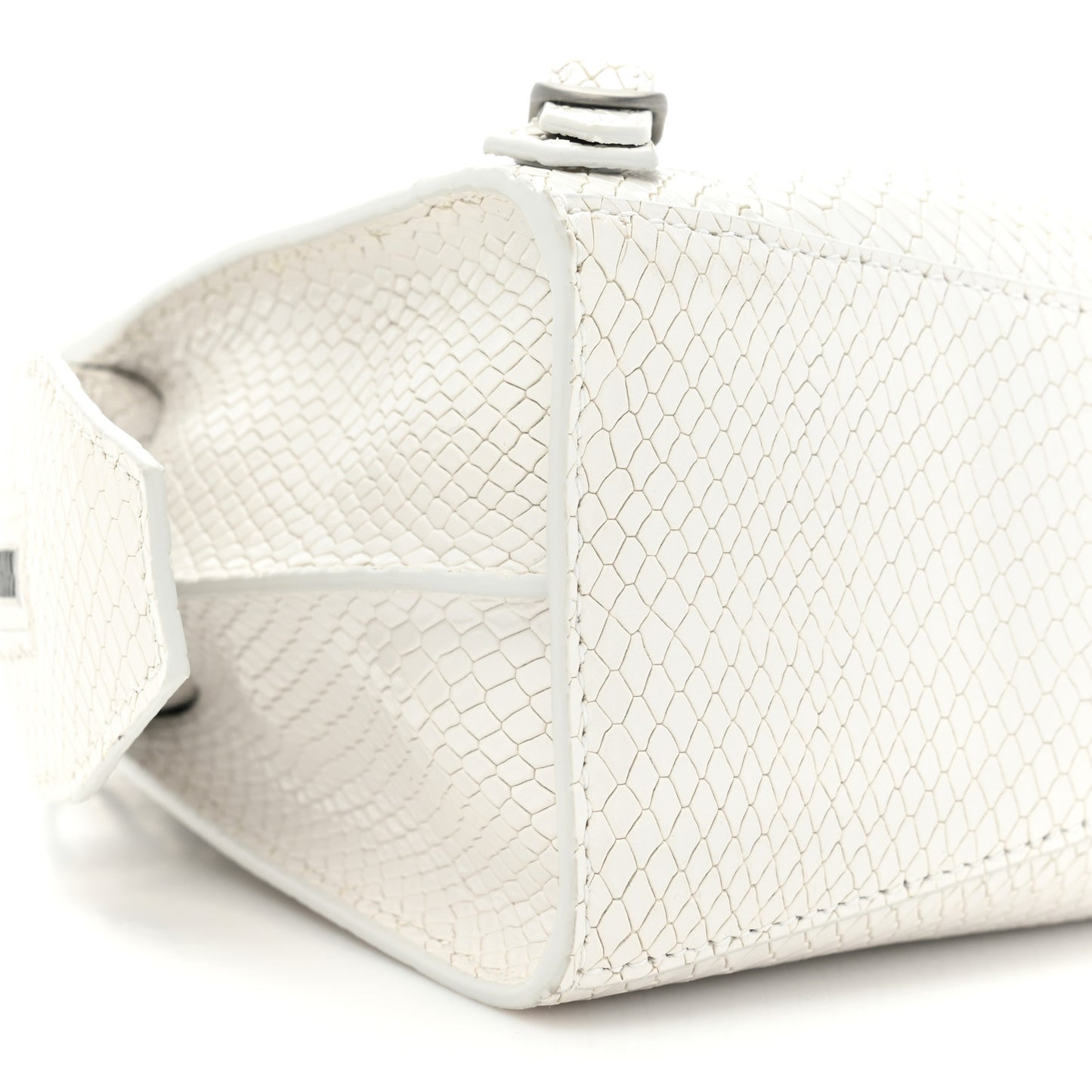 Grained Calfskin Snake Effect Silver Hardware Mini Neo Classic City White