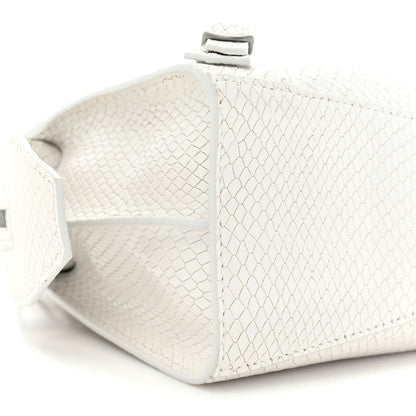 Balenciaga Grained Calfskin Snake Effect Silver Hardware Mini Neo Classic City White 8 of 12