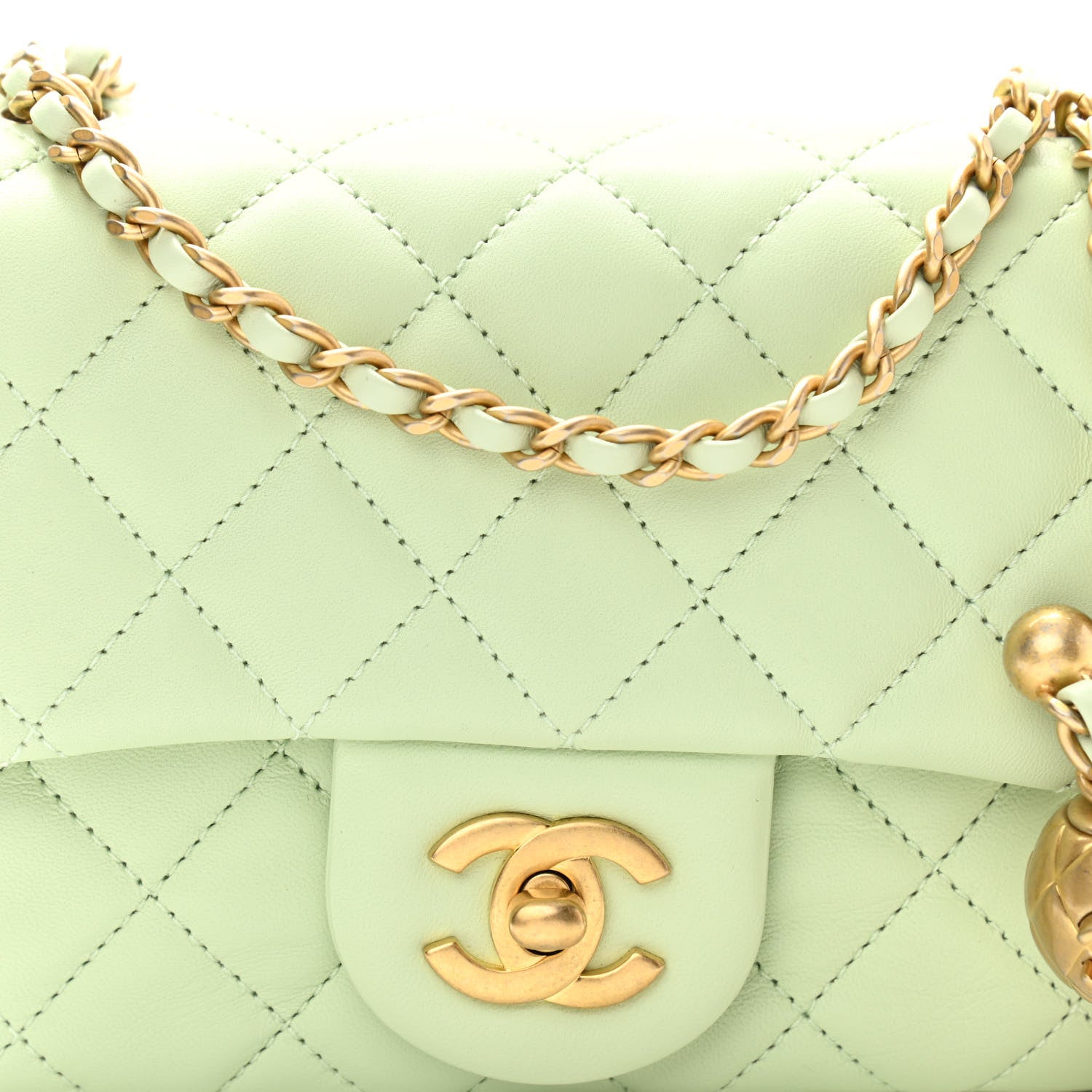 Chanel Lambskin Quilted Mini Pearl Crush Flap Light Green 8 of 11