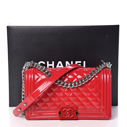Chanel Patent Calfskin Quilted Medium Plexiglass Boy Flap Red 10 of 10