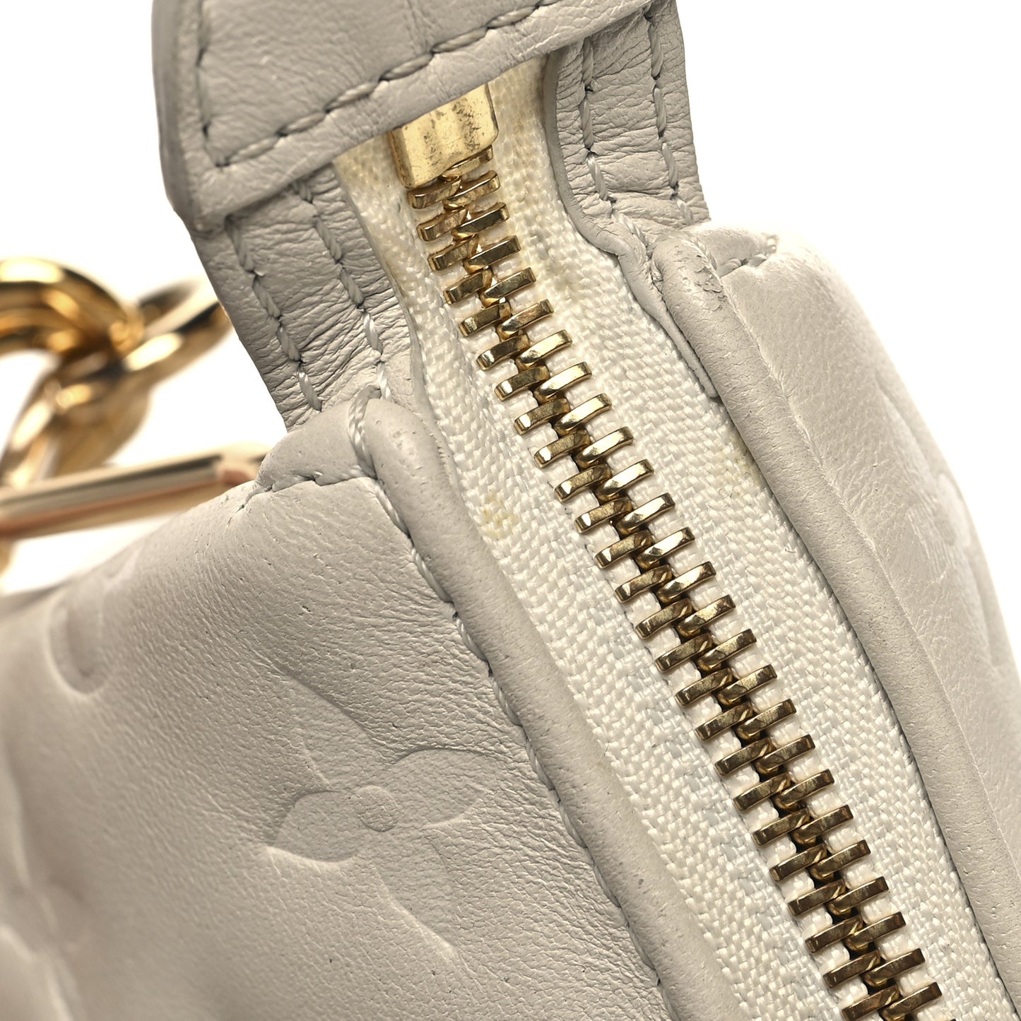 Lambskin Embossed Monogram Coussin PM Beige Cream