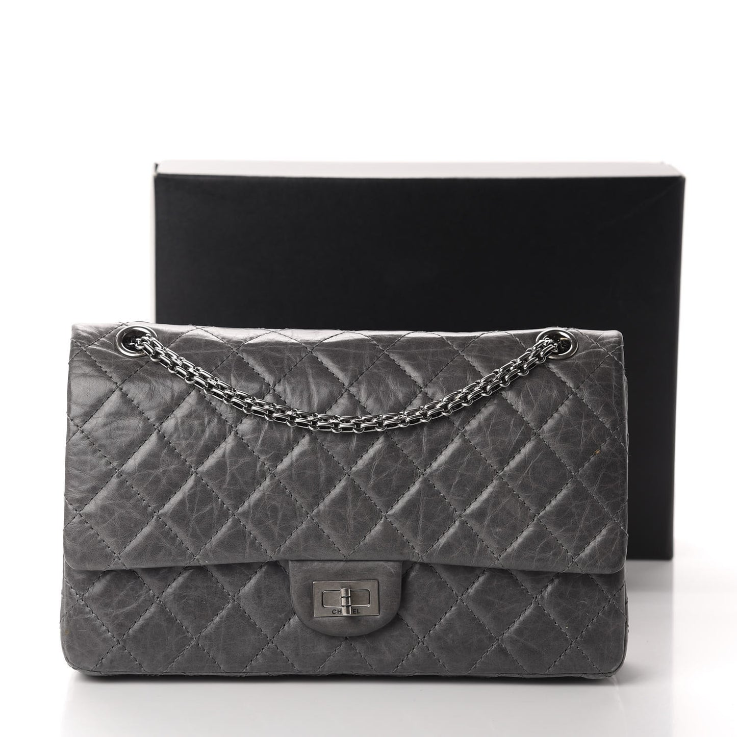 Aged Calfskin Quilted 50th Anniversary 2.55 Reissue 227 Flap Grey