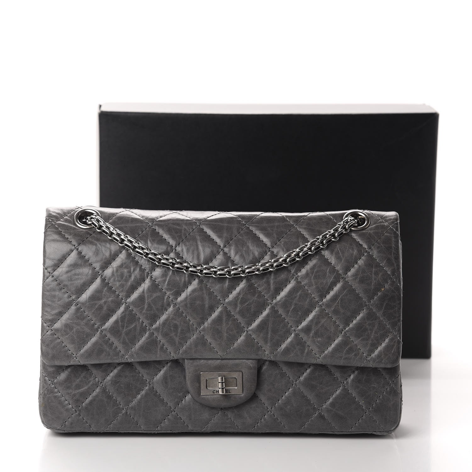 Chanel Aged Calfskin Quilted 50th Anniversary 2.55 Reissue 227 Flap Grey 11 of 11