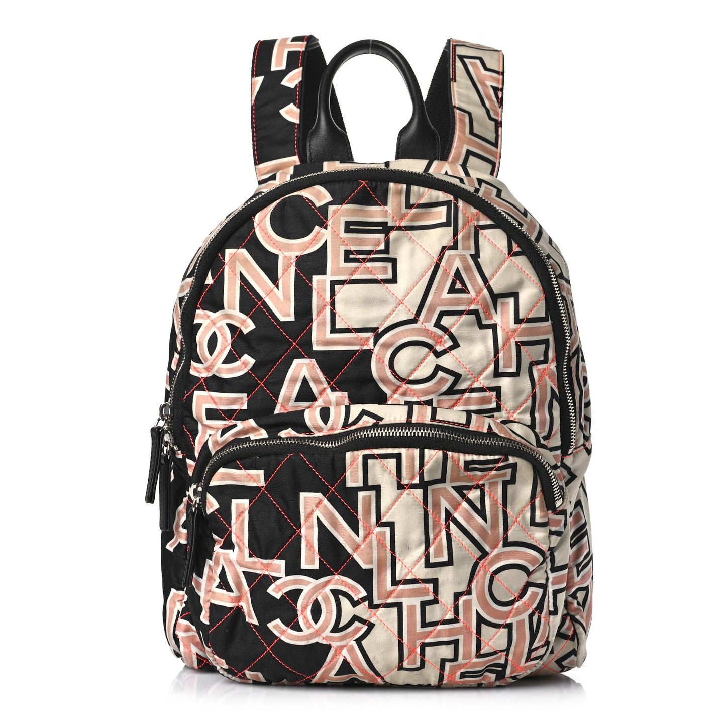 Nylon Stitched Printed Logo Backpack Black Multicolor