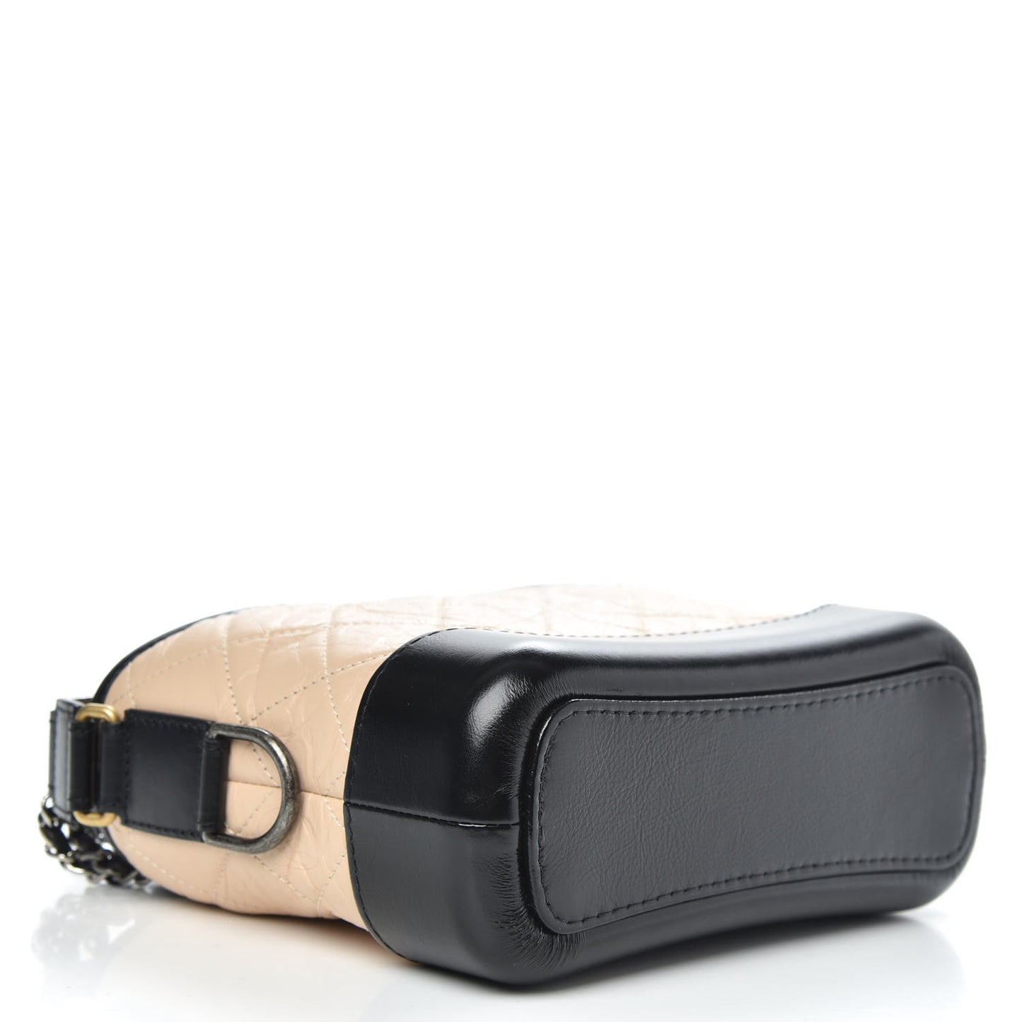 Aged Calfskin Quilted Small Gabrielle Hobo Beige Black